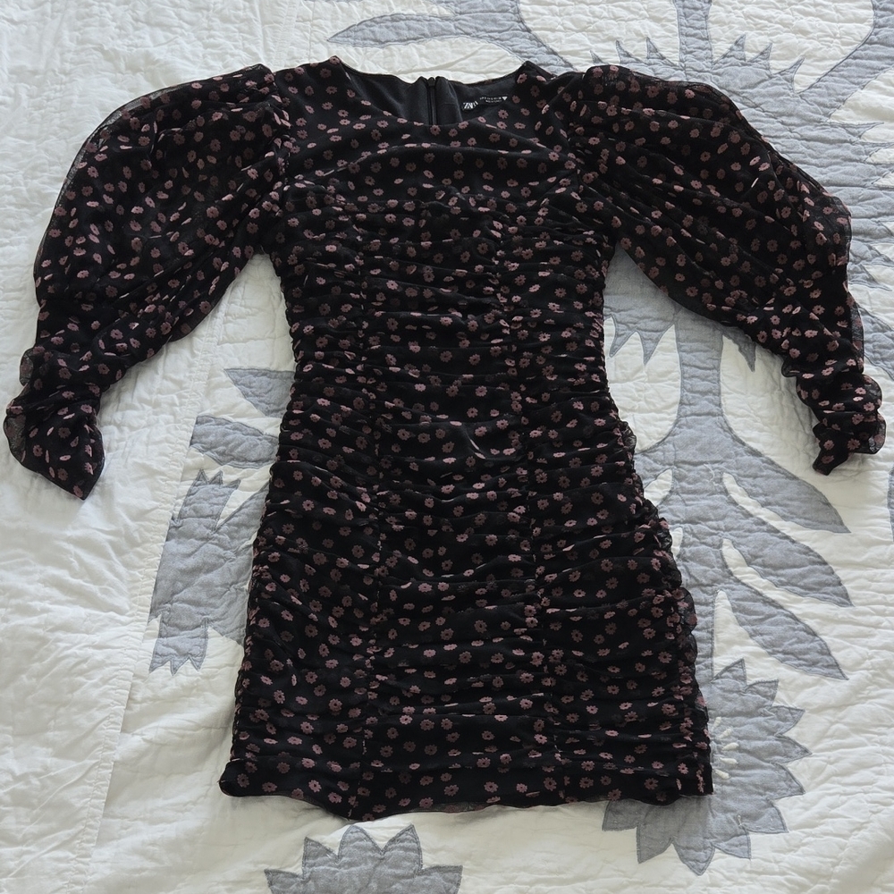 Elegant Black and Pink Polka Dot Dress